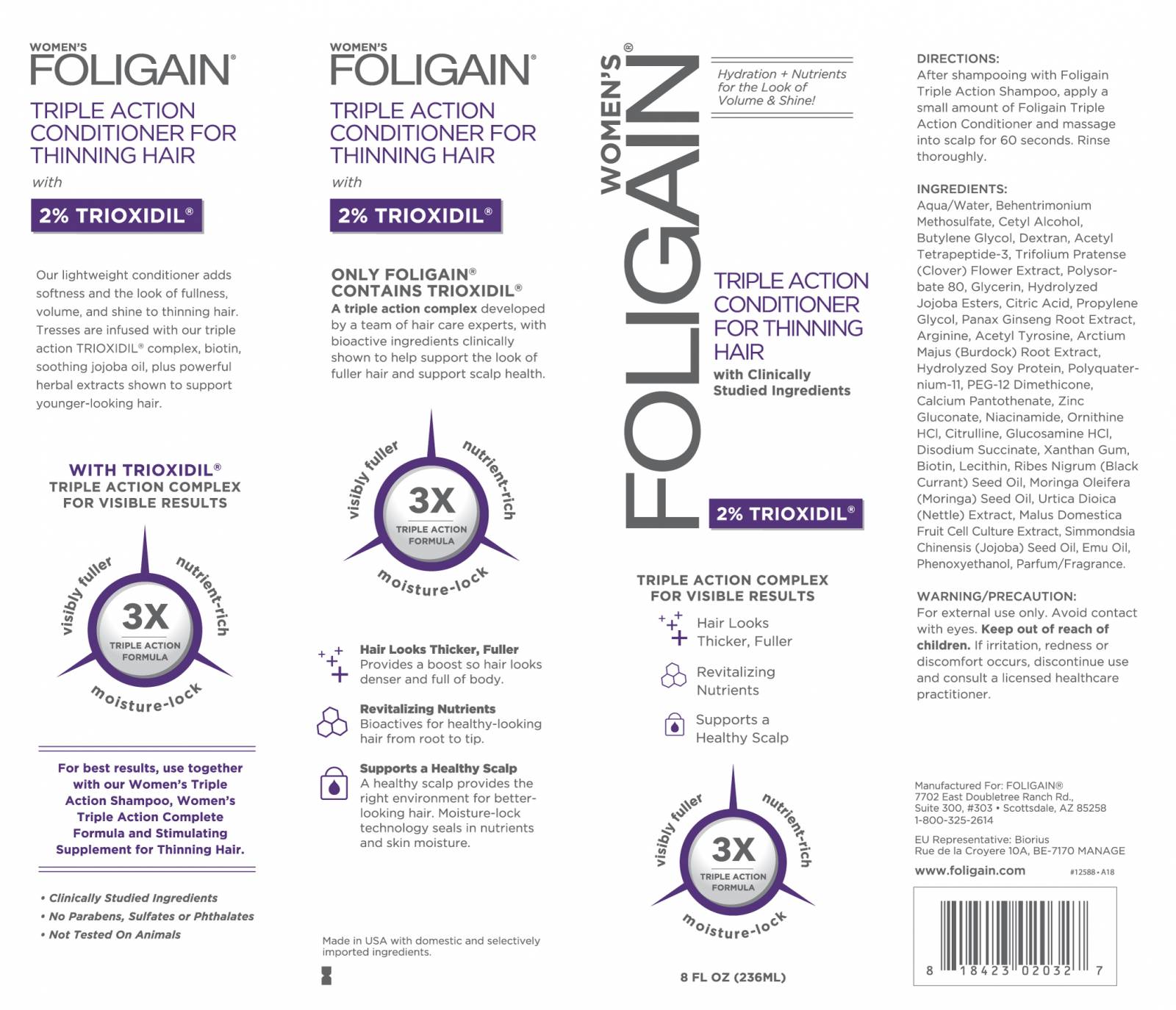 Foligain Conditioner - Με 2% Τριοξιδίλη για γυναίκες 236ml