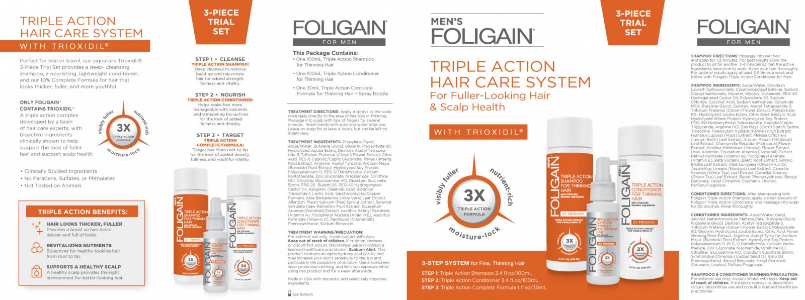 Foligain® USA Triple Action Hair Care System (Για άνδρες )